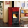 TERMOSTUFA A LEGNA LA NORDICA EXTRAFLAME TERMONICOLETTA EVO D.S.A. 4.0 IDRO 11,1 KW COLORE BORDEAUX IN MAIOLICA AD ACQUA