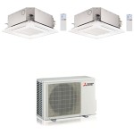 CONDIZIONATORE MITSUBISHI DUAL SPLIT CASSETTA A 4 VIE SLZ-M 9000+18000 BTU INVERTER MXZ-2F53VF3 A+++