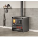 cucina a legna la nordica extraflame rosa xxl 50 vst steel 11 kw colore nero antracite ad aria