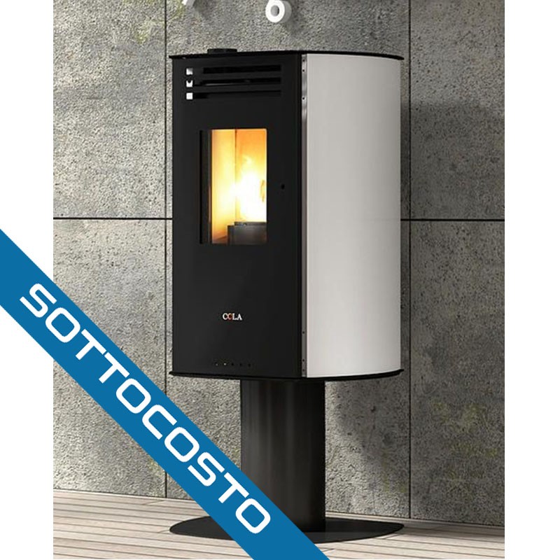 stufa a pellet anselmo cola vision hr 633 kw in acciaio colore bianco ad aria