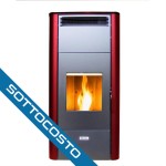 TERMOSTUFA A PELLET QLIMA DONATA 194 IDRO S-LINE 22,1 KW IN ACCIAIO COLORE ROSSA CON KIT ACQUA CALDA SANITARIA