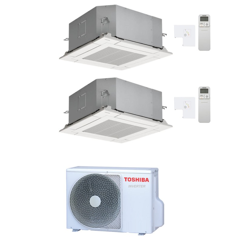 condizionatore toshiba dual split cassetta compatta a 4 vie 1300013000 btu inverter ras 2m18g3avg e a