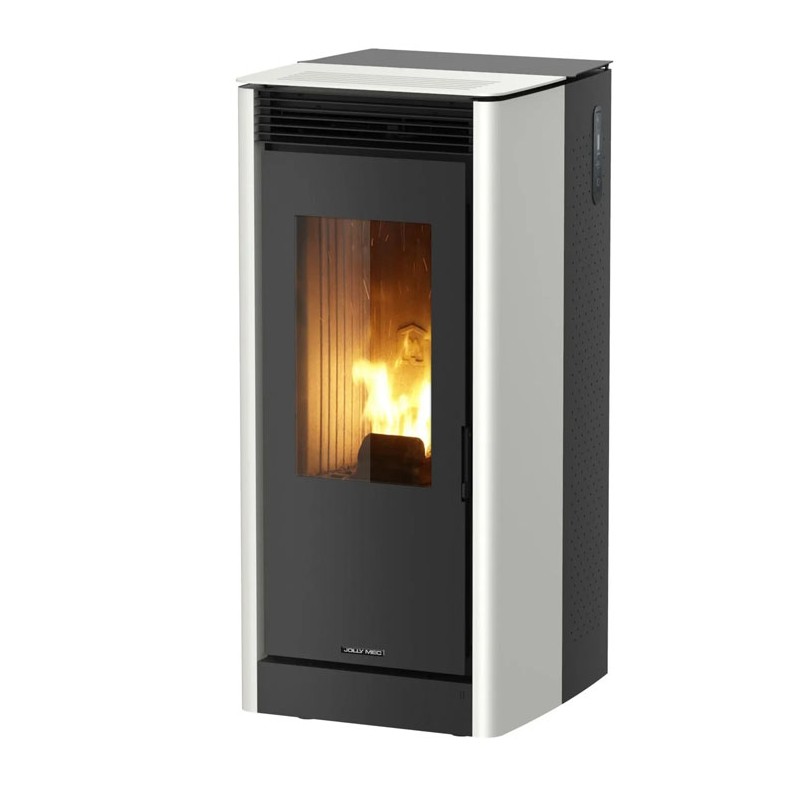 stufa a pellet jolly mec ambra 2 10 kw in acciaio colore bianco ad aria