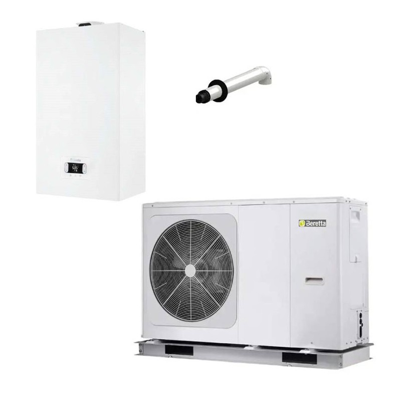 sistema pompa di calore ibrida beretta hybrid ciao x 25kw hydro unit chiller 80 kw monofase inverter con modulo idronico a