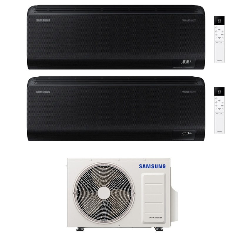 condizionatore samsung dual split windfree black 70007000 btu wifi inverter aj040txj2kg eu