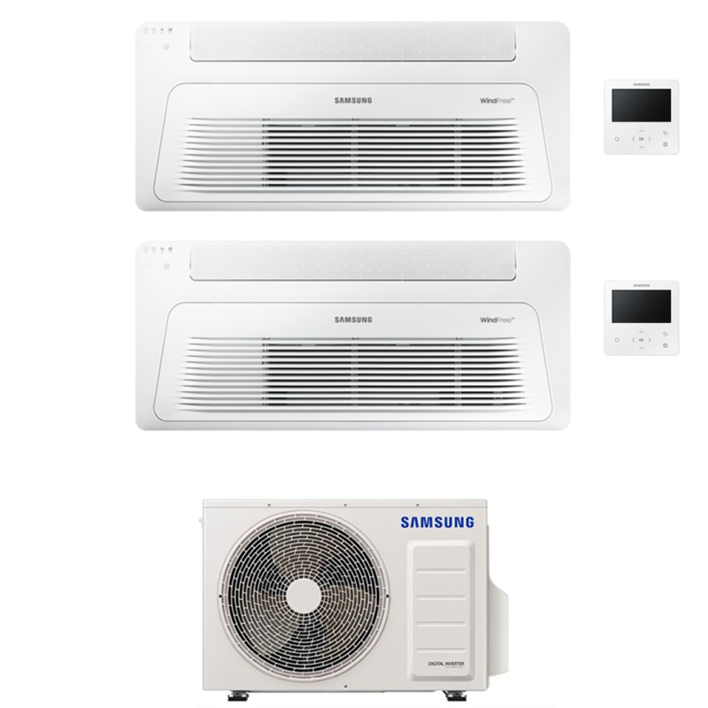 condizionatore samsung dual split cassetta a 1 via windfree 900012000 btu inverter aj040txj2kg eu