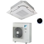 CONDIZIONATORE DAIKIN CASSETTA A 4 VIE ROUND FLOW 36000 BTU MONOSPLIT INVERTER FCAG100B CON COMANDO A FILO E GRIGLIA A+