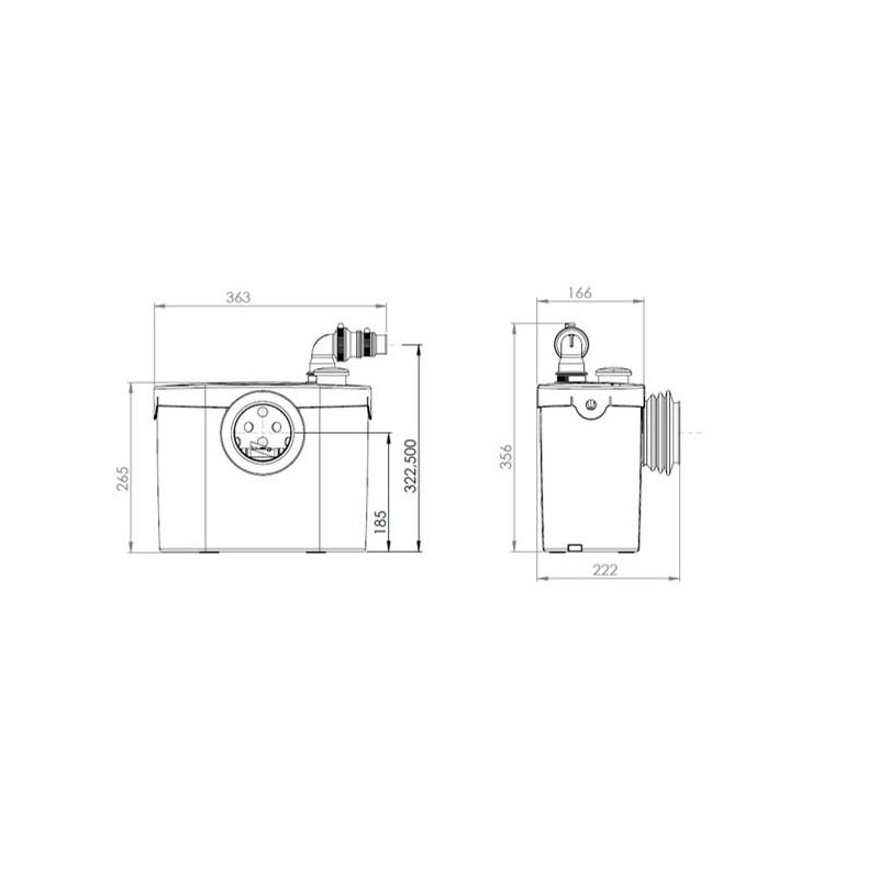 trituratore wc e lavabo sanitrit sfa sanitop up spsup 400 w