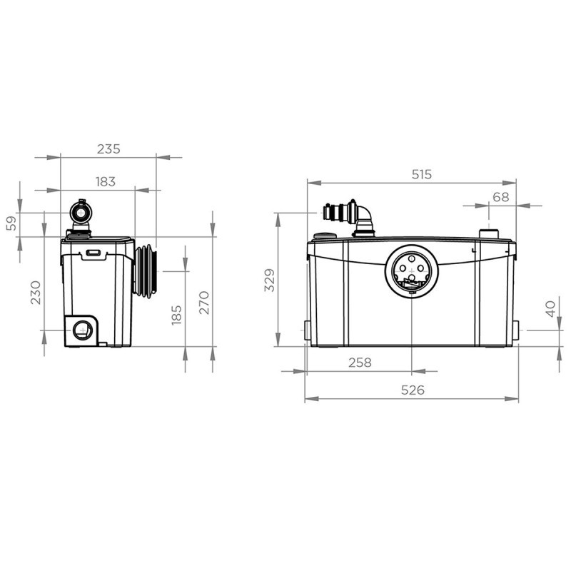 trituratore wc sanitrit sfa saniplus up sssup per scarico bagno lavabo e doccia completo